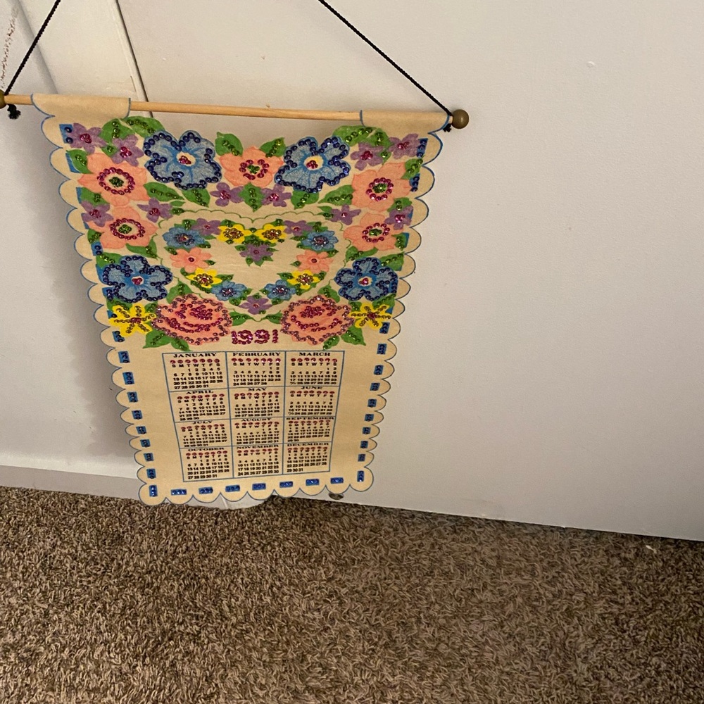 vintage 1991 calendar with beautiful designs